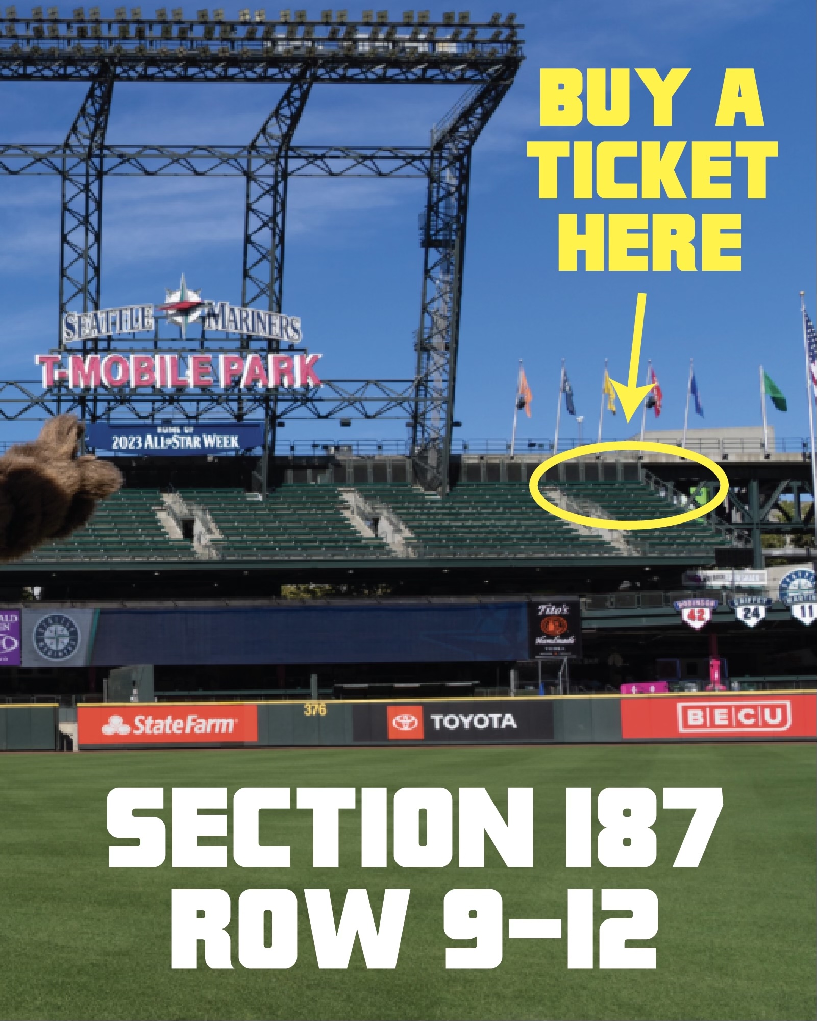 Section 187 View at T-Mobile Park - Rows 9-12